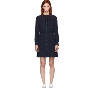 A.P.C. Hoshi Dark Blue Long Sleeve Dress Size 42
